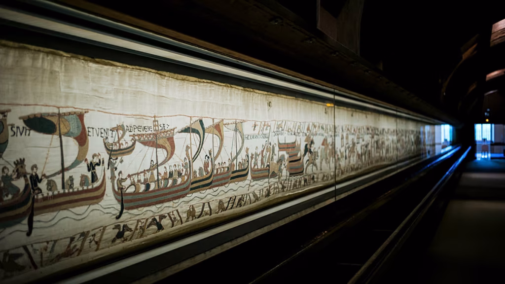 Macron inaugura en Londres la exposición de la tapicería de Bayeux