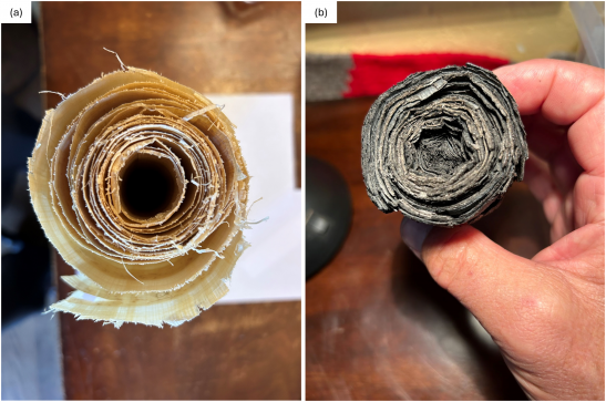 Réplicas carbonizadas de laboratorio e IA: una nueva vía para leer los papiros que el Vesubio calcinó
